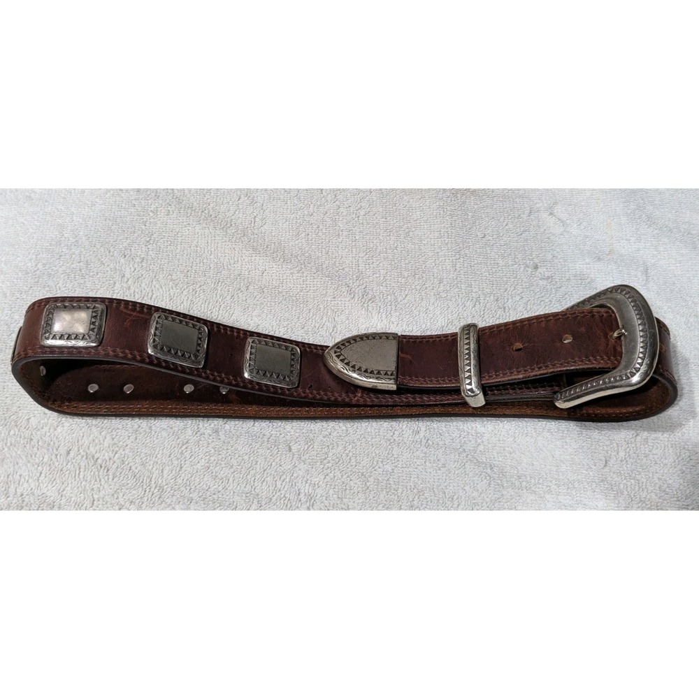 Vintage Billy Belts California Western Leather Belt Silver Conchos Size 30 USA - Picture 3 of 16